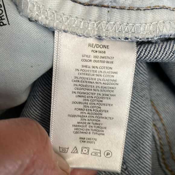 RE/DONE Originals 70s Stove Pipe in Dusted Blue High Rise Ankle Crop Jeans 31 - Picture 14 of 15